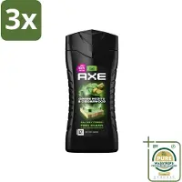 Axe 3 x - 3-in-1 Douchegel - Wild Mojito & Cedarwood - 12hrs Long Lasting Scent - 250 ml - Grootverpakking - Douchegel - Geur - Frisheid - Lichaam - Gezicht