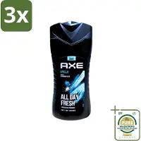 Axe 3 x - 3-in-1 Douchegel - Apollo - Sage & Cedarwoord - All Day Fresh - 400 ml - Grootverpakking - Douchegel - Lichaam - Gezicht - Haar - Salie