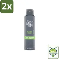 Dove Men+Care - Extra Fresh - Deospray - Anti-Transpirant - 150 ml - Voordeelverpakking - 2 stuks - Deodorant - Antitranspirant