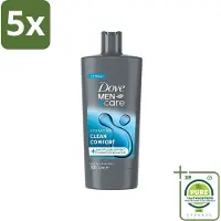 Dove 5 x Men+Care - Clean Comfort - 3-in-1 Douchegel - Hydraterend- 700 ml - Grootverpakking - Douchegel - Mannen - Verzorging - 3-in-1 - Hydraterend