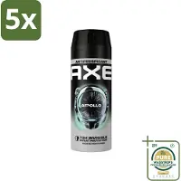 Axe 5 x - Deodorant Spray - 72hrs Anti Sweat - Apollo - 150 ml - Grootverpakking - Anti Transpirant Spray - Zweetbestendig - 72 Uur Bescherming - Geur Groen Fruit - Geur Sandelhout