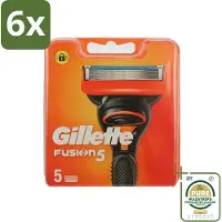 Gillette - Fusion 5 - Navulscheermesjes - 5 Navulmesjes - Voordeelverpakking - 6 stuks - Glad scheerresultaat - Scheermes