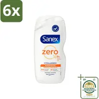 Sanex Zero% - Douchegel - Verzorgend - Natuurlijke Ingrediënten - Droge Huid - 400 ml - Voordeelverpakking - 6 stuks - Natuurlijke ingrediënten - Droge huid
