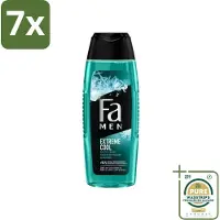 Fa 7 x Men Douchegel en Shampoo Extreme Cool 250 ml - Grootverpakking - Douchegel En Shampoo - Menthol - Verfrissend - Lichaam Reinigen - Haar Reinigen