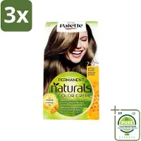 Palette 3 x Poly - Haarverf - Middenblond 7-0 - 115ml - Grootverpakking - Haarverf - Permanente Haarverf - Middenblond - Grijsdekking - Cacaoboter
