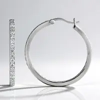 Cavill - Zilveren Oorbellen met 3,18 ct Tanzaniaanse Zirkonia - 925 Gerhodineerd Zilver - Rond Slijpsel - Elegante 30 mm Oorbellen met Clipsluiting