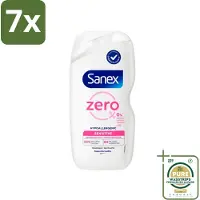 Sanex 7 x Zero% - Douchegel - Gevoelige Huid - 0% Parfumsulfaten - Hypoallergeen - 400 ml - Grootverpakking - Gevoelige Huid - Hypoallergene Douchegel - 0% Parfum - 0% Sulfaten - Milde Reiniging