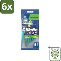 Gillette Blue II - Plus Slalom - Wegwerpscheermesjes - 5 Scheermesjes - Voordeelverpakking - 6 stuks - Blue II - Scheermesjes