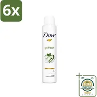Dove Go Fresh - Deospray - Groene Thee & Komkommer - 200 ml - Voordeelverpakking - 6 stuks - Antitranspirant - Groene thee