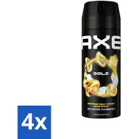 Axe 4 x - Deodorant Bodyspray - 48hrs Fresh - Gold - Oud Wood & Fresh Vanilla - 150 ml - Deodorant - - Deodorant Spray - 48 Uur Bescherming - Oud Hout