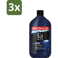 Fa 3 x Men - Sport - Douchegel - Groene Citrus - 750 ml - Douchegel Voor Mannen - Sport Douchegel - Groene Citrus Geur - Verfrissende Douchegel - Dagelijks Gebruik