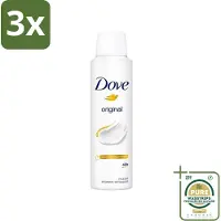 Dove 3 x Original - Deospray - Anti-Transpirant - 150 ml - Grootverpakking - Douche - Deodorant - Oksels - Transpiratie - Geur