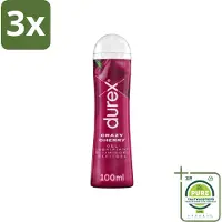 Durex 3 x - Crazy Cherry - Glijmiddel - 100 ml - Grootverpakking - - Lubrifiant - Smeermiddel - Intiem - Massage