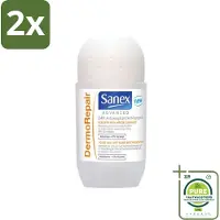 Sanex Advanced - Dermo Repair - Deodorant Roller - 24h Anti-Transpirant - 0% Alcohol - 50 ml - Voordeelverpakking - 2 stuks - 24 uur deodorant - Anti-transpirant