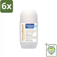 Sanex Advanced - Dermo Repair - Deodorant Roller - 24h Anti-Transpirant - 0% Alcohol - 50 ml - Voordeelverpakking - 6 stuks - 24 uur deodorant - Anti-transpirant