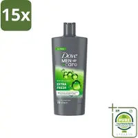 Dove 15 x Men+Care - Extra Fresh - Douchegel 3-in-1 - Verzorgend - 700 ml - Grootverpakking - Douchegel - Mannen - Verzorging - Hydratatie - Verfrissend