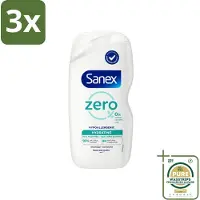 Sanex 3 x Zero % - Douchegel - Hydrateert - Alle Huidtypes - 400 ml - Grootverpakking - Douchegel - Huidverzorging - Hydraatende Douchegel - 0% Sulfaten - 0% Kleurstoffen