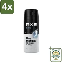 Axe - Deodorant Spray - 72hrs Anti Sweat - Ice Chill - 150 ml - Voordeelverpakking - 4 stuks - - Ice Chill