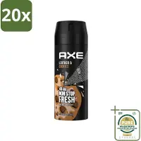 Axe 20 x - Deodorant Bodyspray - 48hrs Fresh - Leather & Cookies - 150 ml - Grootverpakking - Deodorant - Bodyspray - 48 Uur Bescherming - Leer En Koekjes Geur - Zinktechnologie