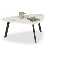 Bommel Wonen Salontafel Torino - kiezelvorm 55x80 cm - Keramiek Gilt White Marmerlook (mat)