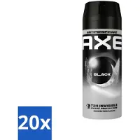 Axe 20 x - Deodorant Spray - 72hrs Anti Sweat - Black - 150 ml - Anti Transpirant Spray - Zweet Bescherming - 72 Uur Bescherming - Citroen Geur - Munt Geur