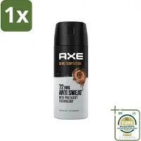 Axe 1 x - Deodorant Spray - 72hrs Anti Sweat - Dark Temptation - 150 ml- Anti-sweat Spray - 72 Uur Bescherming - Zweetvoorkomend - Geur Chocolade - Kruiden Geur
