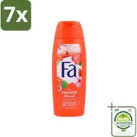 Fa 7 x - Paradise Moments - Douchecrème - Hibiscusbloem - 250 ml - Grootverpakking - Douchecrème - Hibiscus - Vegan - Natuurlijke Ingrediënten - Duurzame Verpakking