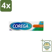 Corega Ultra Kleefcrème - Krachtig Houvast & Bescherming - Met Verfrissende Mintsmaak - 40g - Voordeelverpakking - 4 stuks - Houvast prothese - Prothese fixatie
