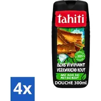 Tahiti - Douchegel - Verkwikkend Bio Hout - 100% Vegan - 300 ml - Voordeelverpakking - 4 stuks