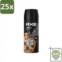 Axe 25 x - Deodorant Bodyspray - 48hrs Fresh - Leather & Cookies - 150 ml - Grootverpakking - Deodorant - Bodyspray - 48 Uur Bescherming - Leer En Koekjes Geur - Zinktechnologie