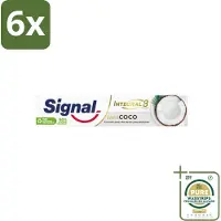 Signal - Integral & Actions - Tandpasta - Natuurlijke Elementen - Kokos - Voor Witte Tanden - 75 ml - Voordeelverpakking - 6 stuks - Natuurlijke tandpasta - Kokos tandpasta