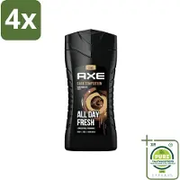 Axe - 3-in-1 Douchegel - Dark Temptation - Dark Chocolate - 12hrs Long Lasting Scent - 250 ml - Voordeelverpakking - 4 stuks - Douchegel -