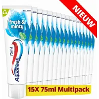 Aquafresh Fresh & Minty 3-in-1 - Tandpasta - Sterke Tanden & Gezond Tandvlees - Frisse Adem - Bevat Fluoride - Frisse Muntsmaak - Voordeelverpakking 15 x 75ml