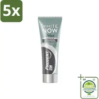 Prodent 5 x - White Now - Tandpasta - Natuurlijke Ingrediënten - Klei En Houtskool - 75 ml - Grootverpakking - Tandpasta - Whitening - Klei - Houtskool - Natuurlijke Tandpasta