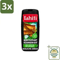 Tahiti 3 x - Douchegel - Verkwikkend Bio Hout - 100% Vegan - 300 ml - Grootverpakking - Douchegel - Houtgeur - Verkwikkend - Huid Verzorgen - Huid Verzachten