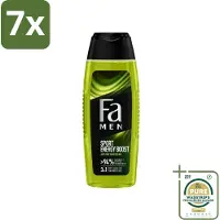 Fa 7 x Men - Sport Energy Boost - Doucemiddel - Voor Lichaam, Haar & Gezicht - 250 ml - Grootverpakking - Sport Energie - Frisheid - Lichaam Reinigen - Haar Verzorgen - Gezicht Verzorgen