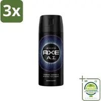 Axe 3 x - Limited Edition - Deodorant Bodyspray - A.I. - 150 ml - Grootverpakking - Deodorant - Bodyspray - - A.I. - Geur