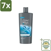 Dove 7 x Men+Care - Clean Comfort - 3-in-1 Douchegel - Hydraterend- 700 ml - Grootverpakking - Douchegel Voor Mannen - Lichaamsgel - Gezichtsgel - Haarverzorging - Hydraatende Douchegel