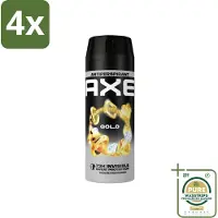 Axe - Deodorant Spray - 72hrs Anti Sweat - Anti White Marks - Gold - 150 ml - Voordeelverpakking - 4 stuks - Gold - Oud wood