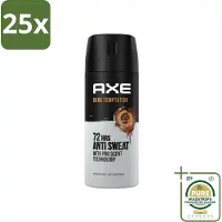 Axe 25 x - Deodorant Spray - 72hrs Anti Sweat - Dark Temptation - 150 ml - Grootverpakking - Anti-sweat Spray - 72 Uur Bescherming - Zweetvoorkomend - Geur Chocolade - Kruiden Geur