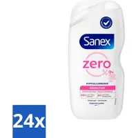Sanex Zero% - Douchegel - Gevoelige Huid - 0% Parfumsulfaten - Hypoallergeen - 400 ml - Voordeelverpakking - 24 stuks