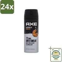 Axe - Deodorant Spray - 72hrs Anti Sweat - Leather & Cookies - 150 ml - Voordeelverpakking - 24 stuks - 72 uur bescherming - Anti-transpirant
