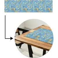 MuchoWow KitchenYeah - Tafelloper met print - Vinyl - Marmer - Goud - Luxe - Blauw - Tafel Decoratie - Tafelkleed - 200x50 cm