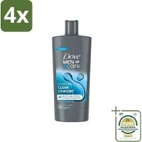 Dove Men+Care - Clean Comfort - 3-in-1 Douchegel - Hydraterend- 700 ml - Voordeelverpakking - 4 stuks - Verzorging - 3-in-1