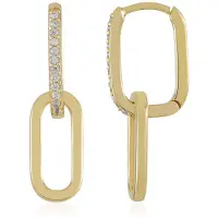 Cavill - Zilveren Oorbellen 925 Sterling Zilver - 24 Cambodjaanse Zirkonia's Rondgeslepen 0,162 ct - Verguld - Elegante Moderne Oorbellen 25 mm