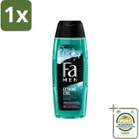 Fa 1 x Men Douchegel en Shampoo Extreme Cool 250 ml- Douchegel En Shampoo - Menthol - Verfrissend - Lichaam Reinigen - Haar Reinigen