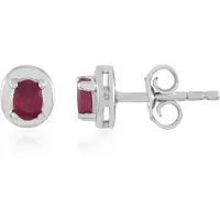 Cavill - Ovale Madagaskar Robijn Oorbellen - 925 Sterling Zilver Gerhodineerd - 0,545 ct Robijn - Elegante Damesoorbellen - Tijdloos Design