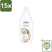 Dove 15 x Nourishing Secrets - Douchegel - Kokosolie & Amandel melk - Sulfaatvrij - 250 ml - Grootverpakking - Douchegel - Kokosolie - Amandelmelk - Hydratatie - Sulfaatvrij