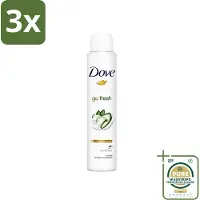 Dove 3 x Go Fresh - Deospray - Groene Thee & Komkommer - 200 ml - Grootverpakking - Go Fresh Deospray Groene Thee & Komkommer - Frisheid - Transpiratie Bescherming - Geur - Oksel Crème