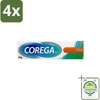 Corega Ultra Kleefcrème - Krachtig Houvast & Bescherming - Met Verfrissende Mintsmaak - 40g - Voordeelverpakking - 4 stuks - Gebitsprothese - Prothese kleefcrème